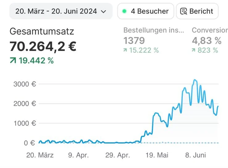 Original-Screenshot: Das erste Quartal, 70.264,20 € Umsatz